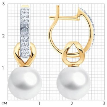 Серьги SOKOLOV 792239 вес 7.67 г золото, жемчуг, фианит Swarovski купить,610470