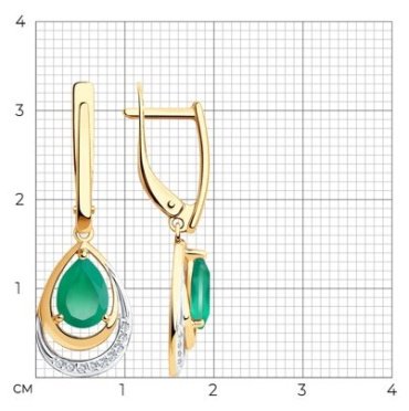 Серьги Diamant 51-321-00527-4 вес 3.92 г золото, агат, фианит купить,417548