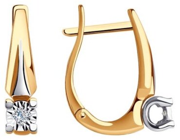 Серьги Diamant 51-220-01465-1 вес 2.82 г золото, бриллиант купить,571469