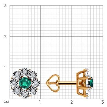 Пусеты Diamant 51-222-01776-5 вес 2.17 г золото, бриллиант купить,569105