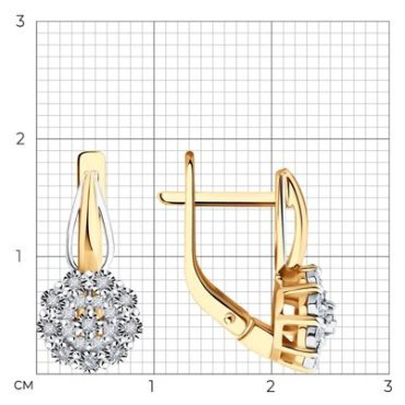 Серьги Diamant 51-220-02040-1 вес 3.3 г золото, бриллиант купить,619224