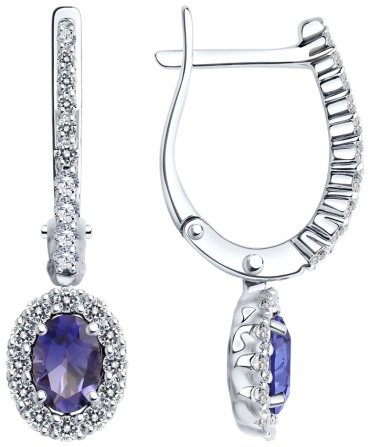 Серьги SOKOLOV 6024275-3 вес 3.75 г золото, бриллиант, танзанит купить,1266970
