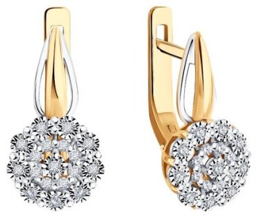 Серьги Diamant 51-220-02040-1 вес 3.3 г золото, бриллиант купить,619224