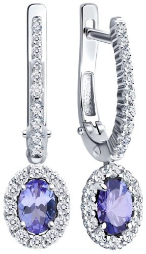 Серьги SOKOLOV 6024275-3 вес 3.75 г золото, бриллиант, танзанит купить,1266970