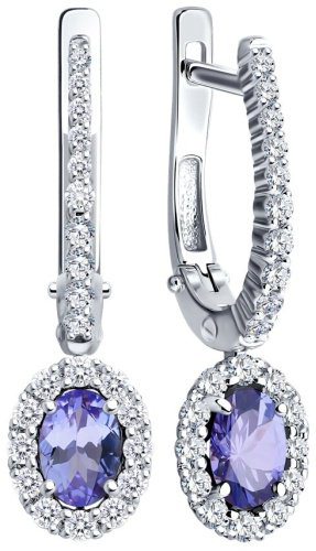 Серьги SOKOLOV 6024275-3 вес 3.75 г золото, бриллиант, танзанит купить,1266970