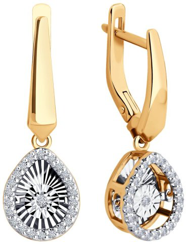 Серьги Diamant 51-221-02608-1 вес 4.7 г золото, бриллиант купить,1087504