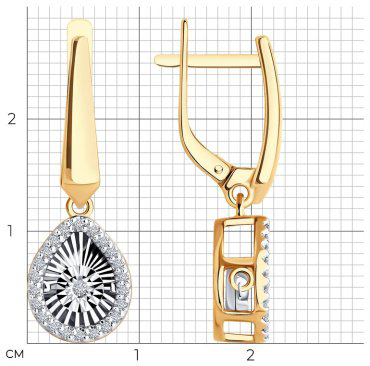 Серьги Diamant 51-221-02608-1 вес 4.7 г золото, бриллиант купить,1087504