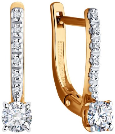 Серьги Diamant 51-220-02416-1 вес 2.27 г золото, бриллиант купить,2048034