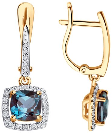 Серьги Diamant 51-221-02348-1 вес 3.63 г золото, александрит купить,NaN