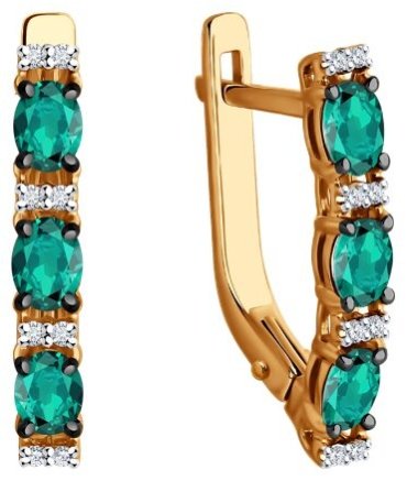 Серьги Diamant 51-220-02157-1 вес 2.62 г золото, изумруд купить,738771