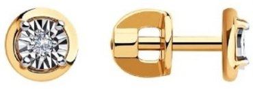 Пусеты SOKOLOV 1020984 вес 1.48 г золото, бриллиант купить,240676