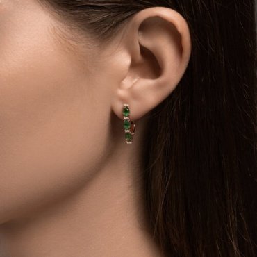 Серьги Diamant 51-220-02157-1 вес 2.62 г золото, изумруд купить,738771