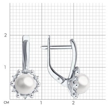 Серьги Diamant 52-220-02099-1 вес 3.34 г золото, бриллиант, жемчуг купить,NaN