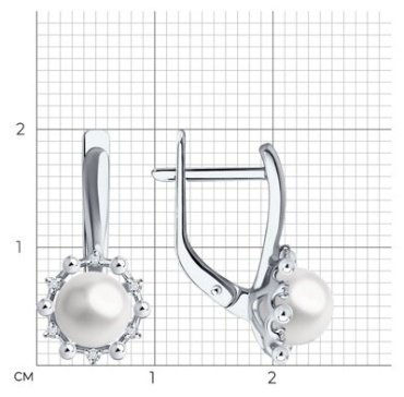 Серьги Diamant 52-220-02099-1 вес 3.34 г золото, бриллиант, жемчуг купить,NaN
