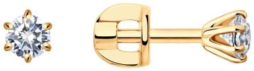 Пусеты SOKOLOV 1021822 вес 1.27 г золото, бриллиант купить,759236