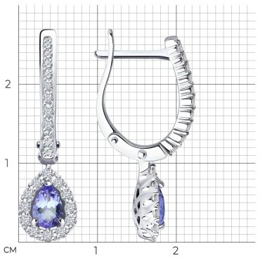 Серьги SOKOLOV 6024278-3 вес 3.56 г золото, бриллиант, танзанит купить,1128434