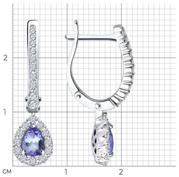 Серьги SOKOLOV 6024278-3 вес 3.56 г золото, бриллиант, танзанит купить,1128434