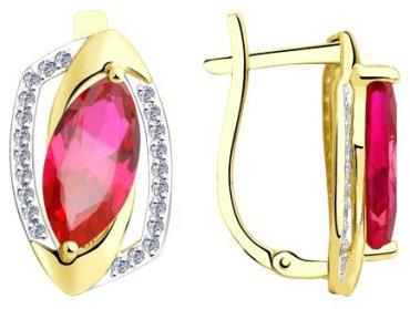 Серьги Diamant 53-320-00659-4 вес 3.65 г золото, корунд купить,285715