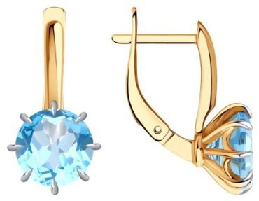 Серьги Diamant 51-320-01765-1 вес 3.9 г золото, топаз купить,293355