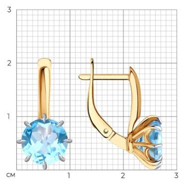 Серьги Diamant 51-320-01765-1 вес 3.9 г золото, топаз купить,293355