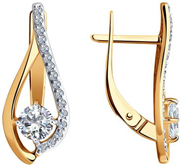 Серьги Diamant 51-120-00792-1 вес 2.58 г золото, фианит купить,296201