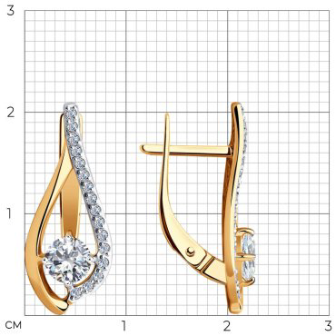 Серьги Diamant 51-120-00792-1 вес 2.58 г золото, фианит купить,296201