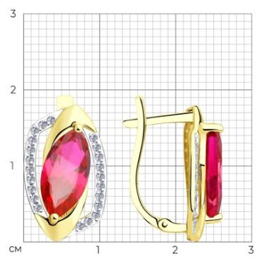 Серьги Diamant 53-320-00659-4 вес 3.65 г золото, корунд купить,285715
