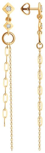 Серьги Diamant 51-122-02947-1 вес 2.49 г золото, фианит купить,303384