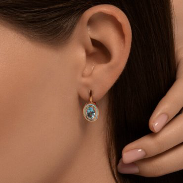 Серьги Diamant 51-320-02509-1 вес 4.01 г золото, топаз купить,431616