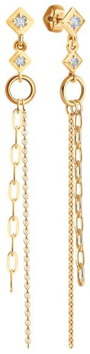 Серьги Diamant 51-122-02947-1 вес 2.49 г золото, фианит купить,303384