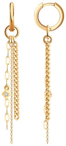 Серьги Diamant 51-121-02950-1 вес 4.87 г золото, фианит купить,423691