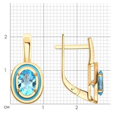 Серьги Diamant 51-320-02509-1 вес 4.01 г золото, топаз купить,431616