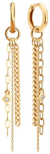 Серьги Diamant 51-121-02950-1 вес 4.87 г золото, фианит купить,423691