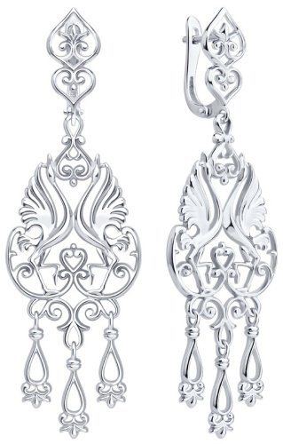 Серьги Diamant 94-121-02381-1 вес 9.29 г серебро, без вставок купить,44654
