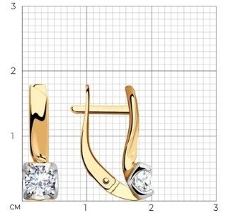 Серьги SOKOLOV 028564 вес 2.89 г золото, фианит купить,231200