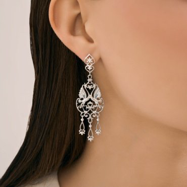 Серьги Diamant 94-121-02381-1 вес 9.29 г серебро, без вставок купить,44654