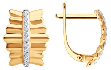 Серьги Diamant 51-120-02902-1 вес 3.15 г золото, фианит купить,364293