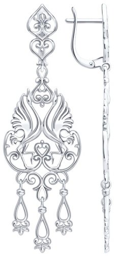 Серьги Diamant 94-121-02381-1 вес 9.29 г серебро, без вставок купить,44654