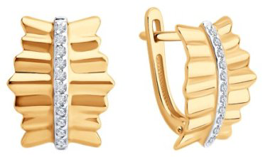 Серьги Diamant 51-120-02902-1 вес 3.15 г золото, фианит купить,364293