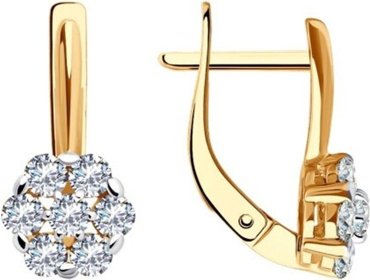 Серьги Diamant 51-120-02287-1 вес 2.67 г золото, фианит купить,274208