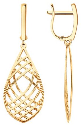 Серьги Diamant 51-121-02824-1_s вес 3.74 г золото, без вставок купить,432520