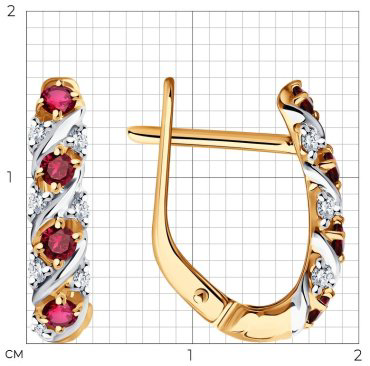 Серьги Diamant 51-220-02372-2 вес 2.53 золото, рубин купить,800142