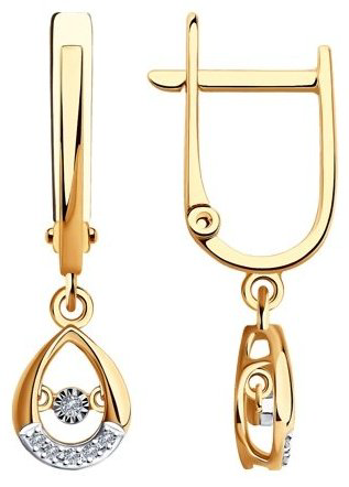 Серьги Diamant 51-221-01252-1 вес 2.11 г золото, бриллиант купить,461510