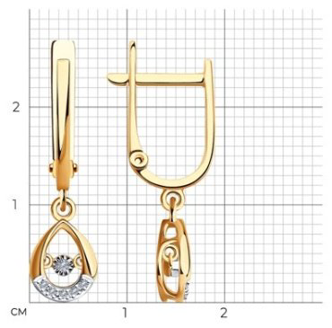 Серьги Diamant 51-221-01252-1 вес 2.11 г золото, бриллиант купить,461510