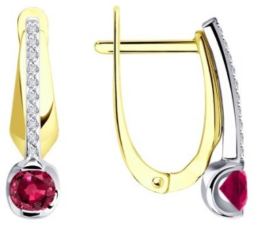 Серьги Diamant 53-220-01504-2 вес 2.89 г золото, бриллиант, рубин купить,567554