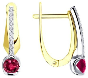 Серьги Diamant 53-220-01504-2 вес 2.89 г золото, бриллиант, рубин купить,567554