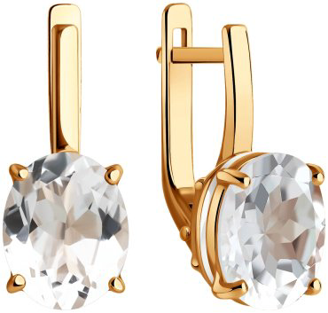 Серьги Diamant 51-320-02463-4 вес 4.47 г золото, горный хрусталь купить,400000