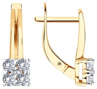 Серьги Diamant 51-120-02822-1_s вес 2.48 г золото, фианит купить,319000