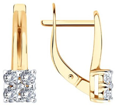 Серьги Diamant 51-120-02822-1_s вес 2.48 г золото, фианит купить,319000
