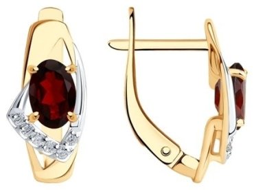 Серьги Diamant 51-320-01028-2 вес 2.3 г золото, гранат купить,254192